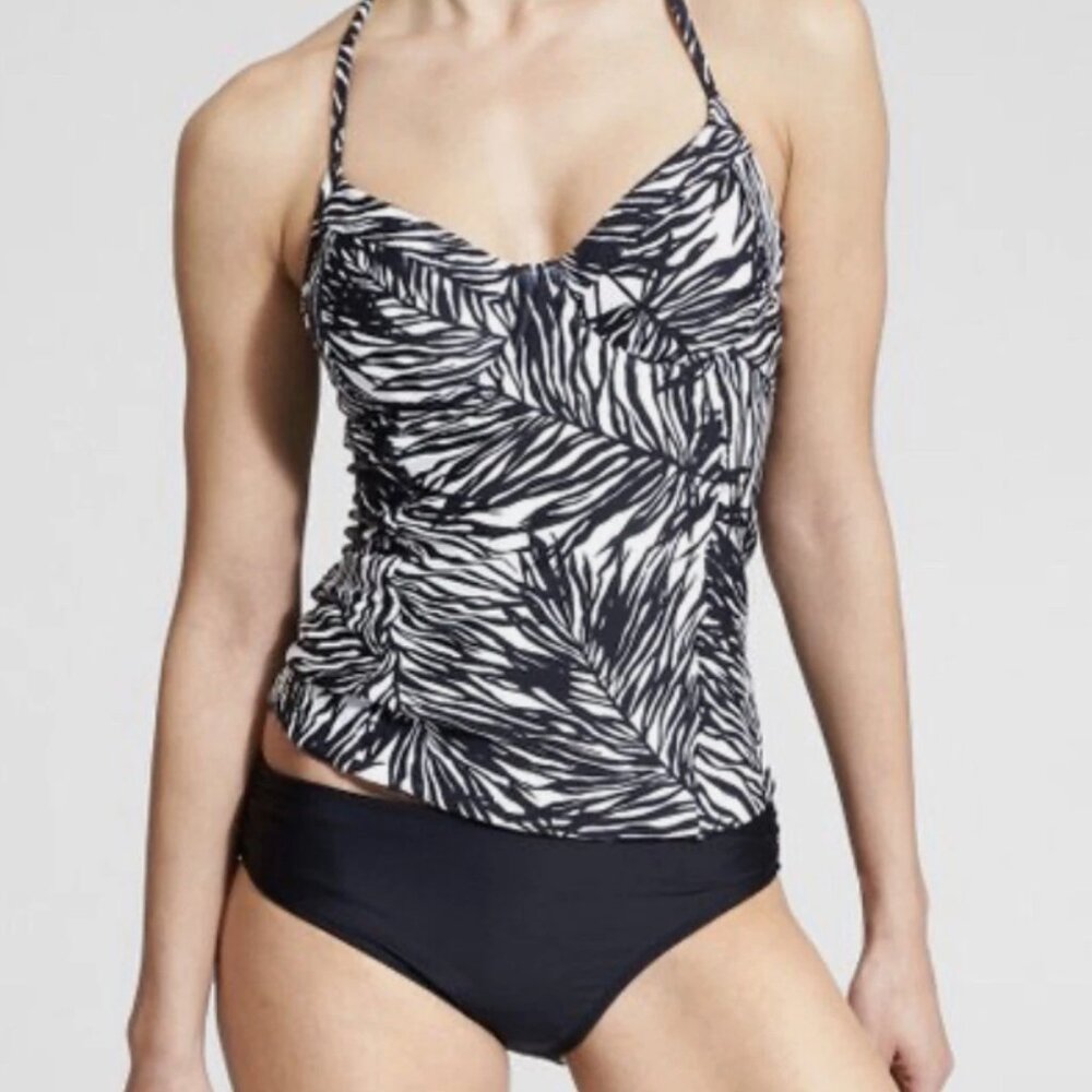 Athleta Palms Kaimana Black and White Tankini Size 32 D/DD